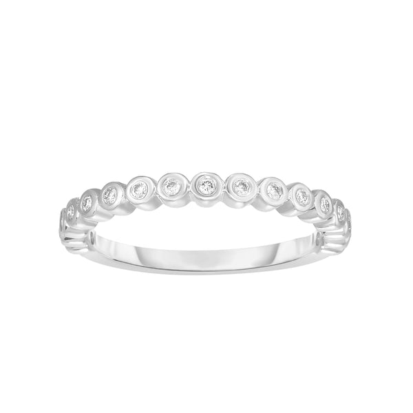 Diamond Bezel-Set Stackable Band Ring in 14k White Gold - Sizable