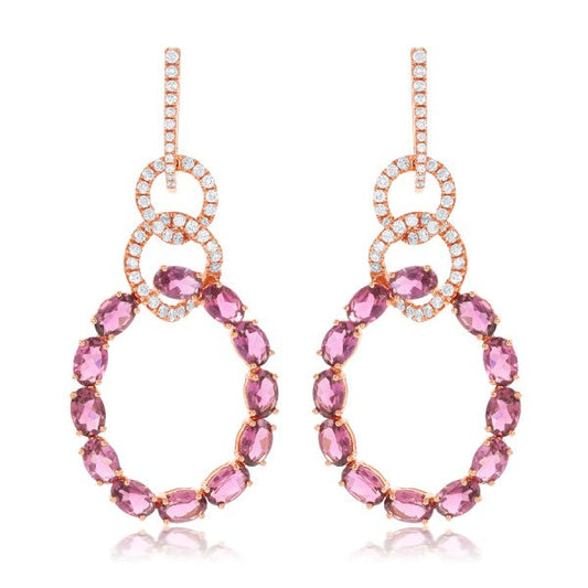 Pink Tourmaline Drop Earrings in 18k Rose Gold