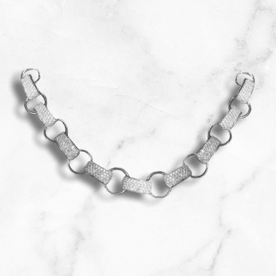 Statement Diamond Link Bracelet in 18k White Gold