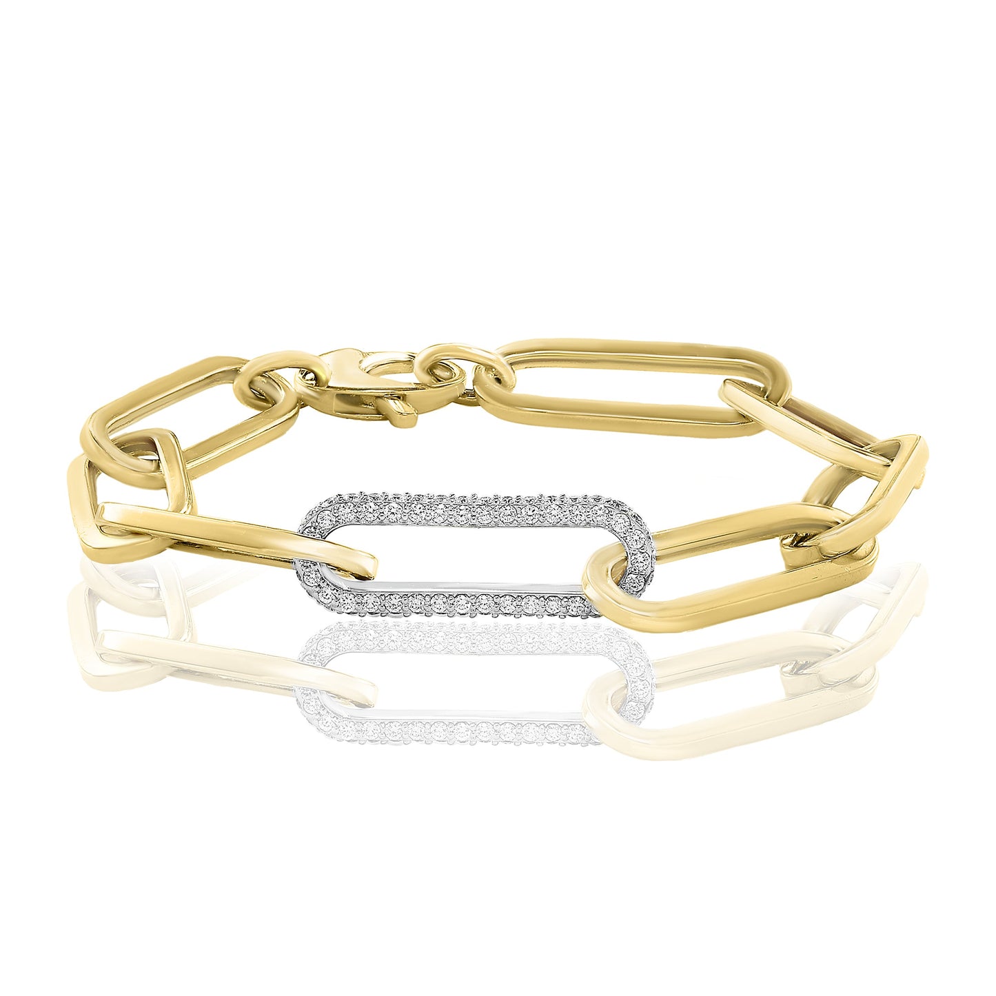 Diamond Chain Link Bracelet in 14k Yellow Gold