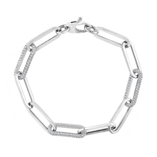 Diamond Chain Link Bracelet in 14k White Gold