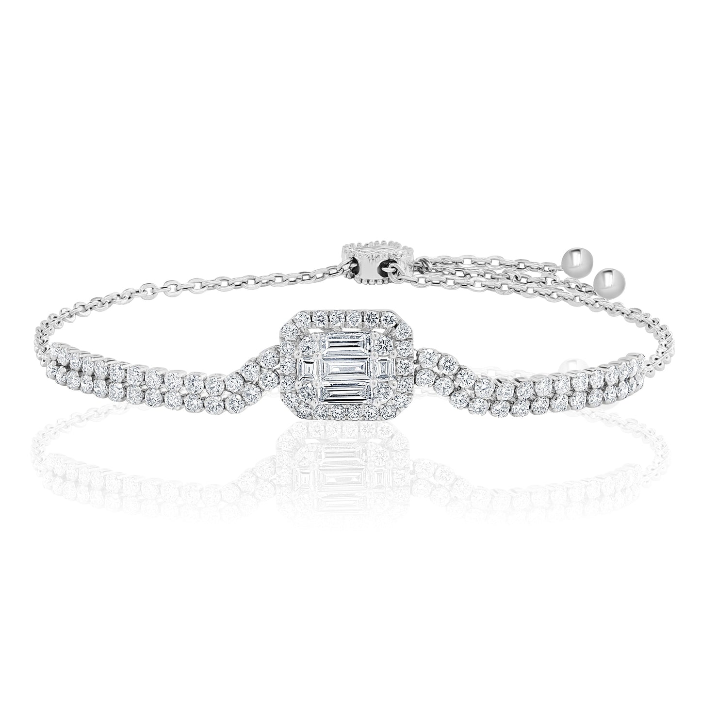 Double Row Diamond Bracelet in 14k White Gold