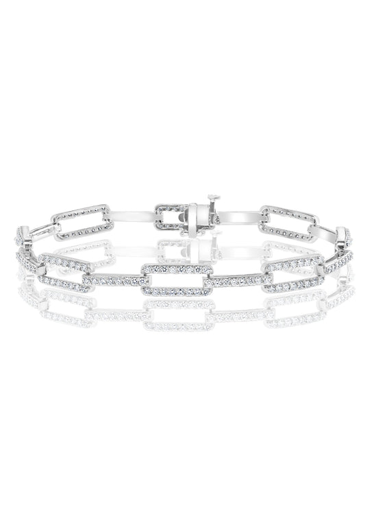 Diamond Link Bracelet in 14k White Gold