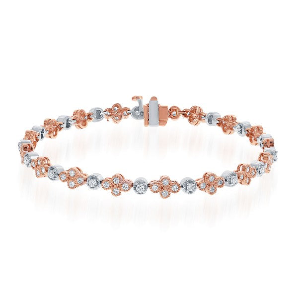 Diamond Bracelet in 14k White and Rose Gold