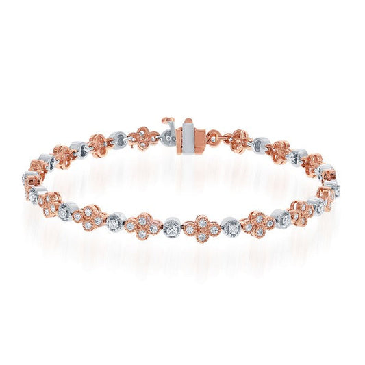 Diamond Bracelet in 14k White and Rose Gold