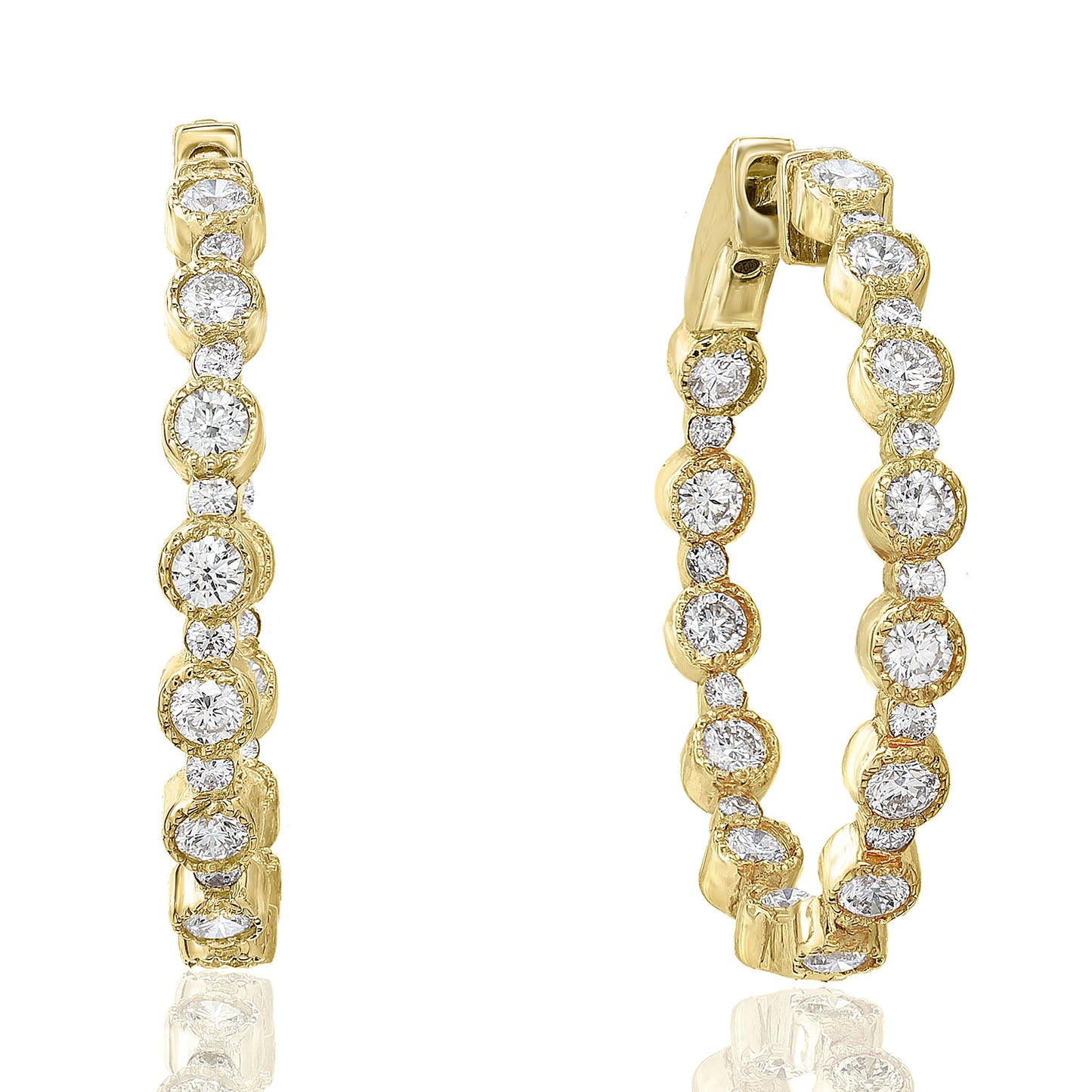 Diamond Hoop Earrings in 14k Yellow Gold