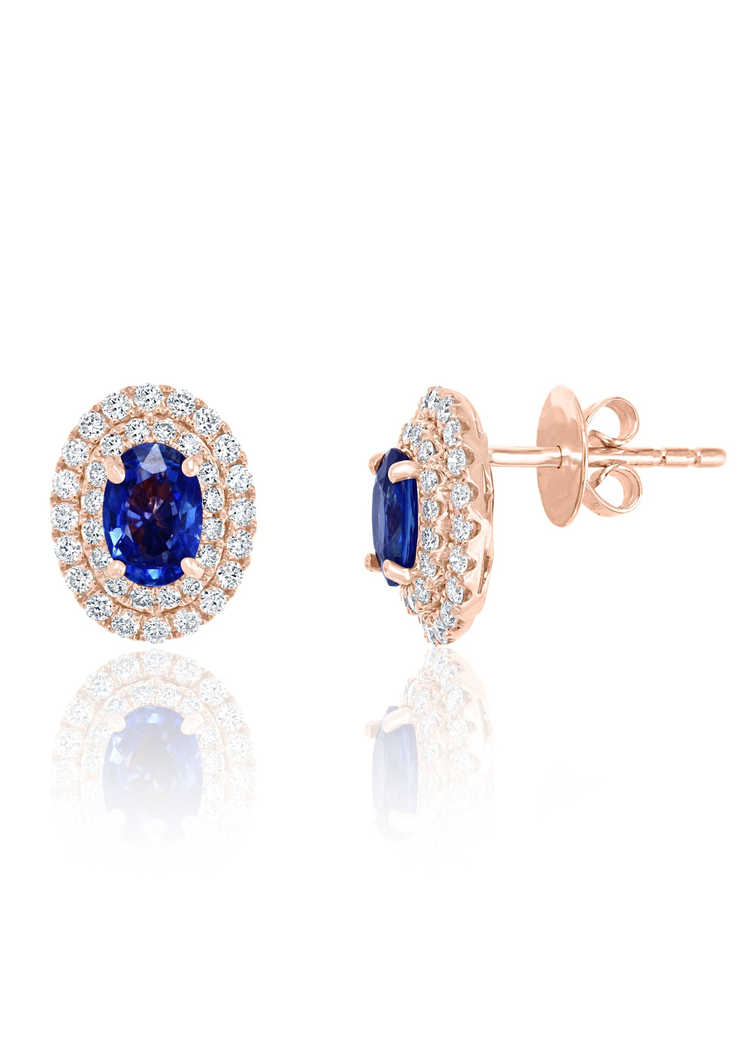 Sapphire Diamond Earrings in 14k Rose Gold