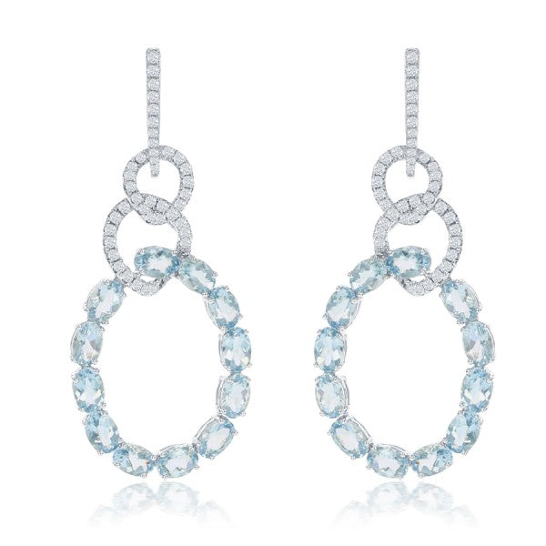 Aquamarine Drop Earrings in 18k White Gold