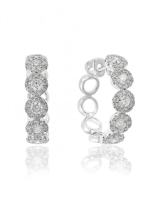 Diamond Hoop Earrings in 18k White Gold