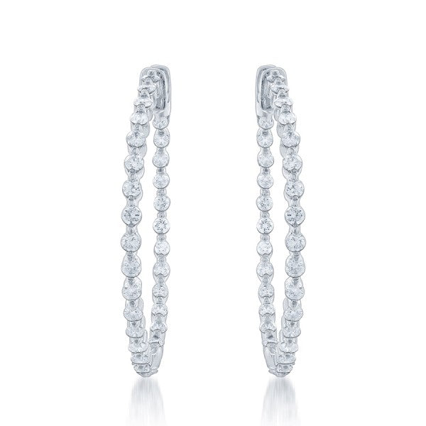 Diamond Hoop Earrings in 18k White Gold