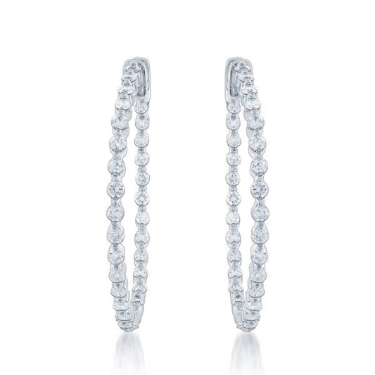 Diamond Hoop Earrings in 18k White Gold