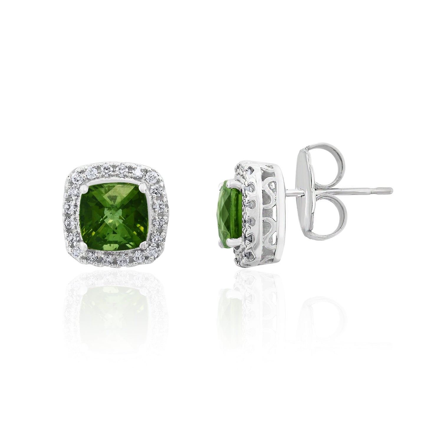 Tourmaline Diamond Stud Earrings in 18k White Gold