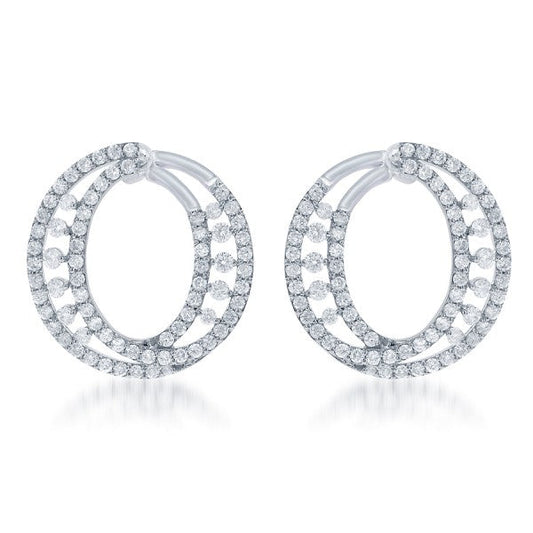 Crescent Moon Diamond Earrings in 18k White Gold