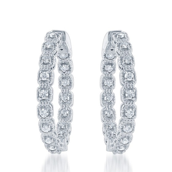 Diamond Hoop Earrings in 18k White Gold