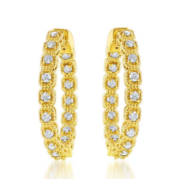 Diamond Hoop Earrings in 18k Yellow Gold