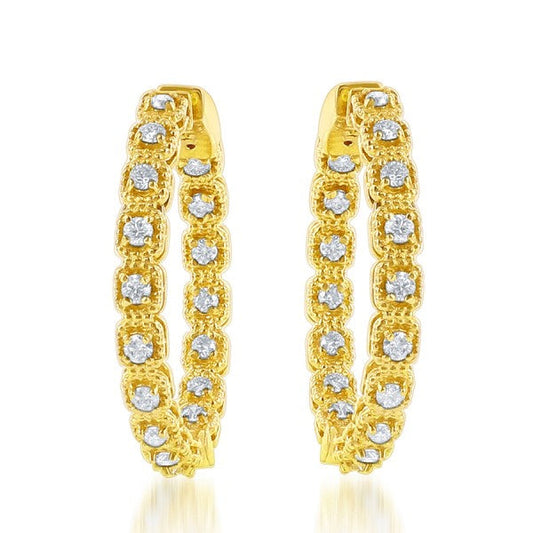 Diamond Hoop Earrings in 18k Yellow Gold