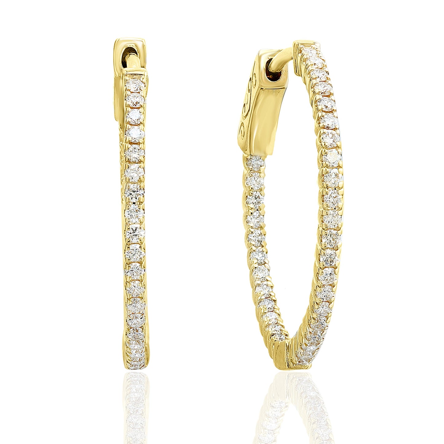 Diamond Hoop Earrings in 14k Yellow Gold