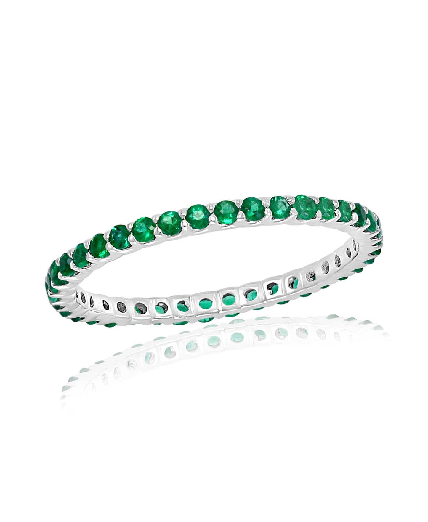 Emerald Stackable Band Ring in 14k White Gold